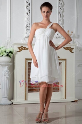 Lovely One Shoulder Knee Length Short Prom Dress With Applique