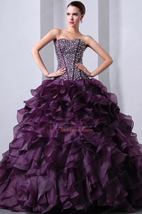 Sweetheart Ruffles Skirt Grape Quinceanera s Dresses Cheap