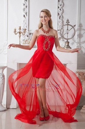 Wholesale Sweetheart Scarlet Prom Evening Dress High Low Skirt