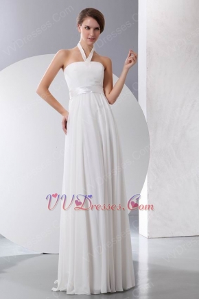 Halter Top Column Floor Length Custom Fit White Prom Dress