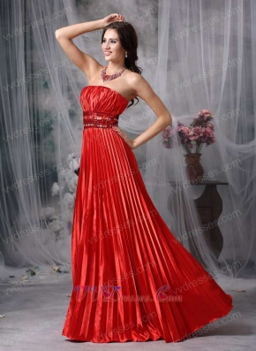 Floor-length Pleated Scarlet Color Formal Dress Suppliers Night Club