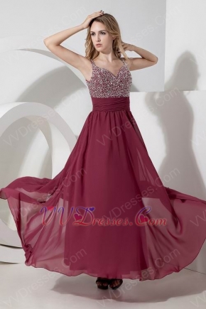 Elegant Straps Side Zipper Burgundy Evening Dress Online