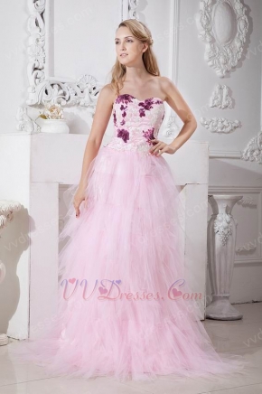 Sweetheart Neckline Sequins Pink Net Long Prom Dress Stores