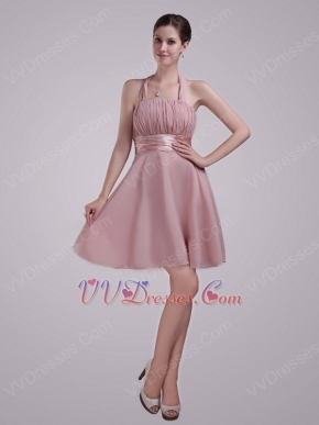 Designer Short Prom Dress Made By Pearl Pink 100D Chiffon