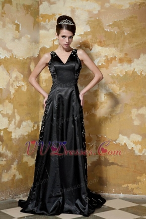 Black Column V-neck Sequins Different Prom Dresses For Celebrity Wear Inexpensive