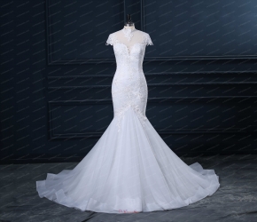 Modest High Neck Tulle Mermaid White Buy Wedding Skirt Online