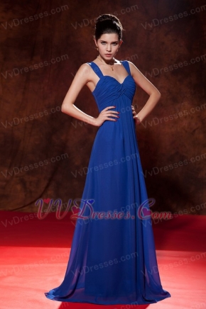 Royal Blue Chiffon Long Skirt Dress For Prom Wear Inexpensive