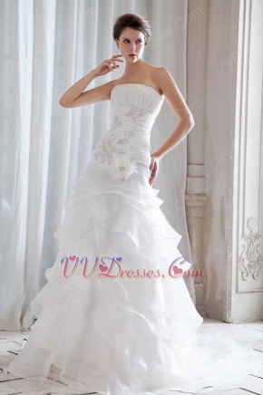 Strapless Layers Cascade Skirt Wedding Dress Ready To Bride Wear