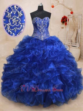 Royal Blue New Arrival Silver Embroidery Quinceanera Celebrity Ball Gown Has Train