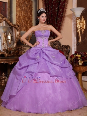 Lilac Organza Strapless Quinceanera Dress Discount Style