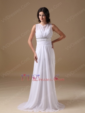 Scoop White Chiffon 2014 Top Designer Prom Dress Elegant