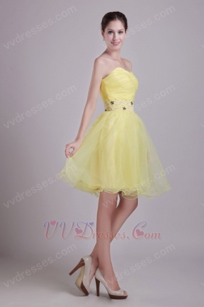 Sweetheart Style Knee Length Short Yellow Sweet 16 Dress