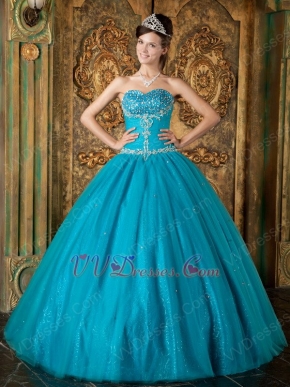 Teal Blue Sweetheart A-line Quinceanera Dress By Designer