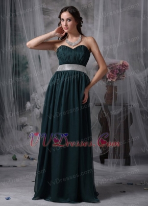 Cheap Dark Green Sweetheart Prom Dress With Belt Inexpensive