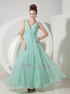 Cheap V-neck Apple Green Chiffon Crazy Prom Dress By Designer