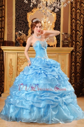 Hand Made Light Blue Dresses For Girl Quinceanera Party