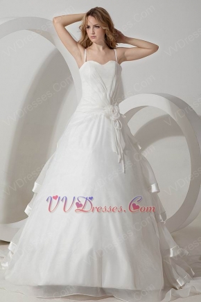 Elegant Spaghetti Straps Flower Layers Puffy Skirt Bridal Dress