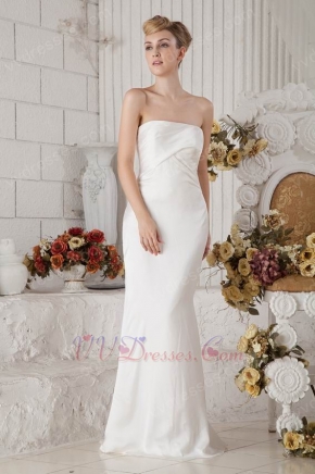 Strapless Column Silhouette White Chiffon Prom Dress Suppliers