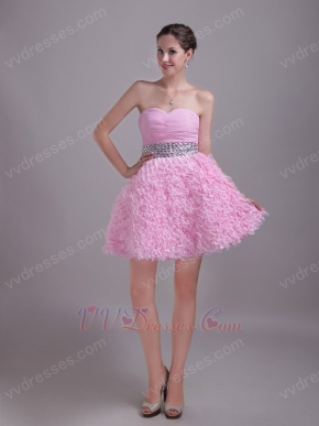 Pink Layers Lace Skirt Sweet 16 Dress With Rhinestone Crystals