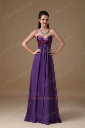 Trimed Sweetheart Floor-length Purple Chiffon Prom Party Dress