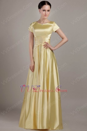 Gold Scoop Short Sleeves Mother Of The Bride Dress Discount