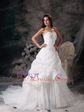 Pretty Sweetheart Organza Bubble Skirt Wedding Dress Puffy Low Price