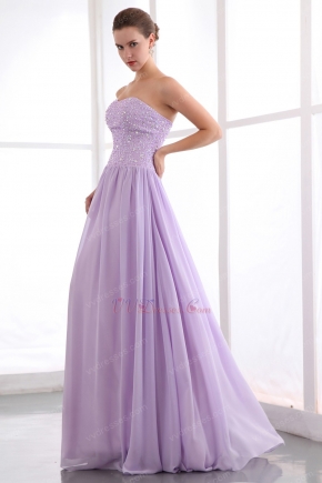Strapless Sweetheart Beaded Lilac Evening Dress