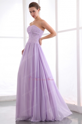 Strapless Sweetheart Beaded Lilac Evening Dress