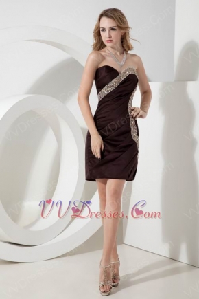 Crystal Column Brown La Femme Short Evening Dress
