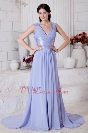 Not Expensive A-line Long Lavender Chiffon Skirt Prom Dress