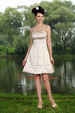 Spaghetti Straps Champagne Short Prom Dress By Designer