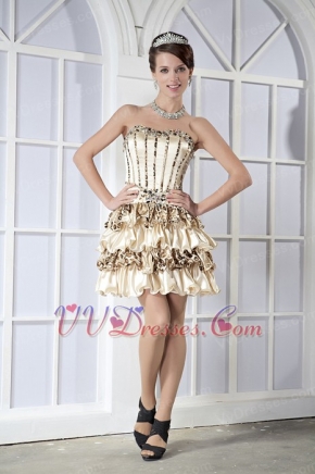 Sweetheart Mini-length Leopard Printed Fabric Short Prom Dress Cocktail Luxury