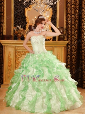 Discount Dama Quinceanera Dress With Ruffled Apple Green Skirt