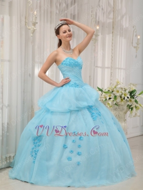 Ligh Aqua Blue Floor Length Young Girl Quinceanera Dress