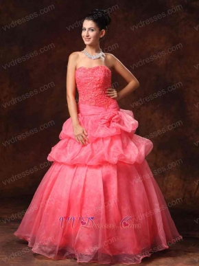 Watermelon Organza New Arrival Princess Prom Dress Little Puffy