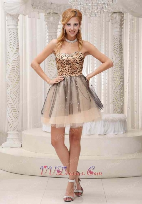 Lovely Short Tulle Graduation Ceremony Dress Peach Leopard