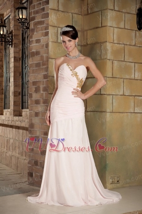 Sweetheart Light Pink Chiffon Beading Emberllish Prom Dress Maryland Inexpensive