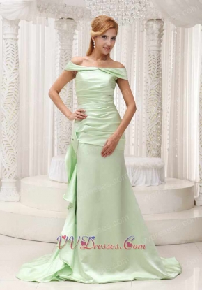 New Look Designer Prom Dress Off Shoulder Light Green Brush Train Skirt