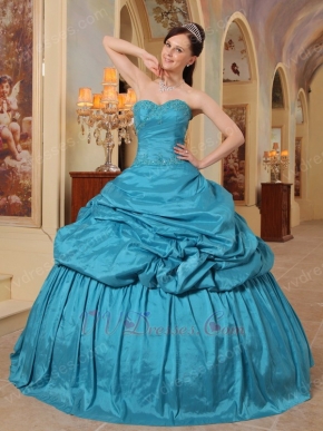 Teal Blue Designer Puffy Quinceanera Dress For 2014 Winter