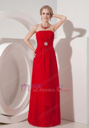 Wine Red Strapless Junior Gown For Bridesmaid Wear