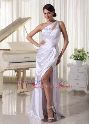 One Shoulder Celebrity Dress For Custom Made With Side Split Inexpensive