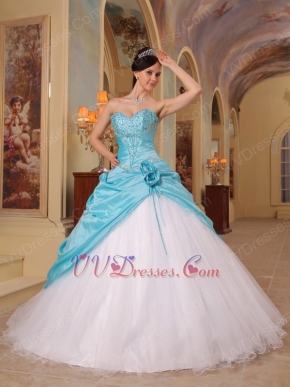 Light Sky Blue And White Sweetheart Quinceanera Dress