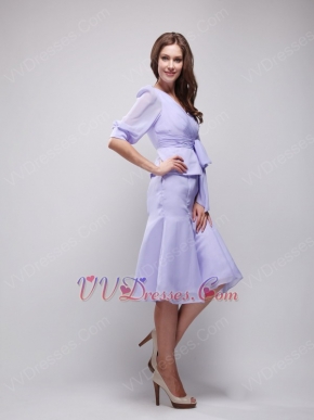 Half Sleeves Short Lavender Chiffon Bridal Mother Dress