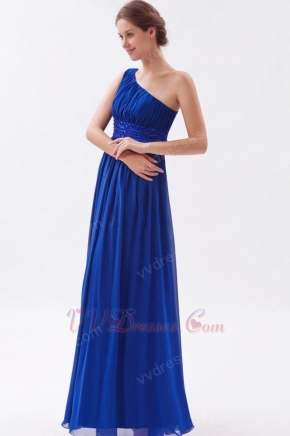 One Shoulder Straps Royal Chiffon Long La Prom Dress Discount