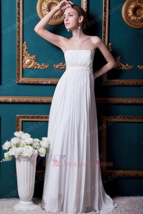 Romantic Strapless Chiffon Beach Wedding Party Bridal Dress