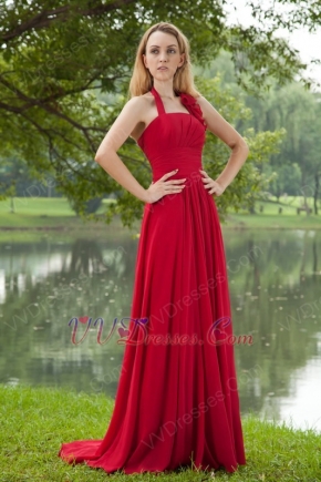 Halter Top Wine Red Prom Dresses With Halter Skirt