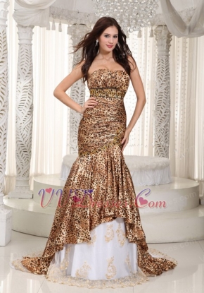 Mermaid Prom Dress Design With Leopard Printed Fabric Inexpensive