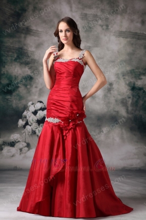 Wine Red Taffeta Made Prom Dress 2012 Discount With Straps