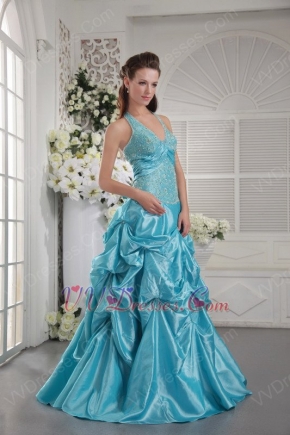 Princess Halter Teal Blue 2014 Winter Quinceanear Wear