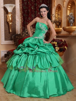 Strapless Spring Green Turquoise Quinceanera Party Gown